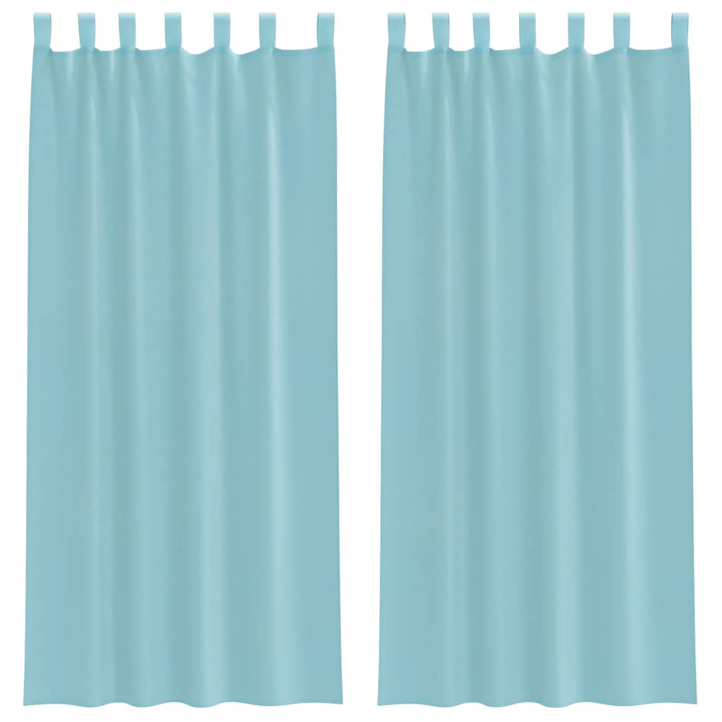voile-gardiner med stanglommer 2 stk turkis