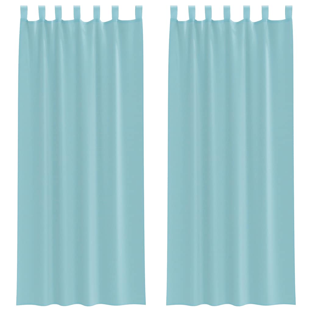 voile-gardiner med stanglommer 2 stk turkis
