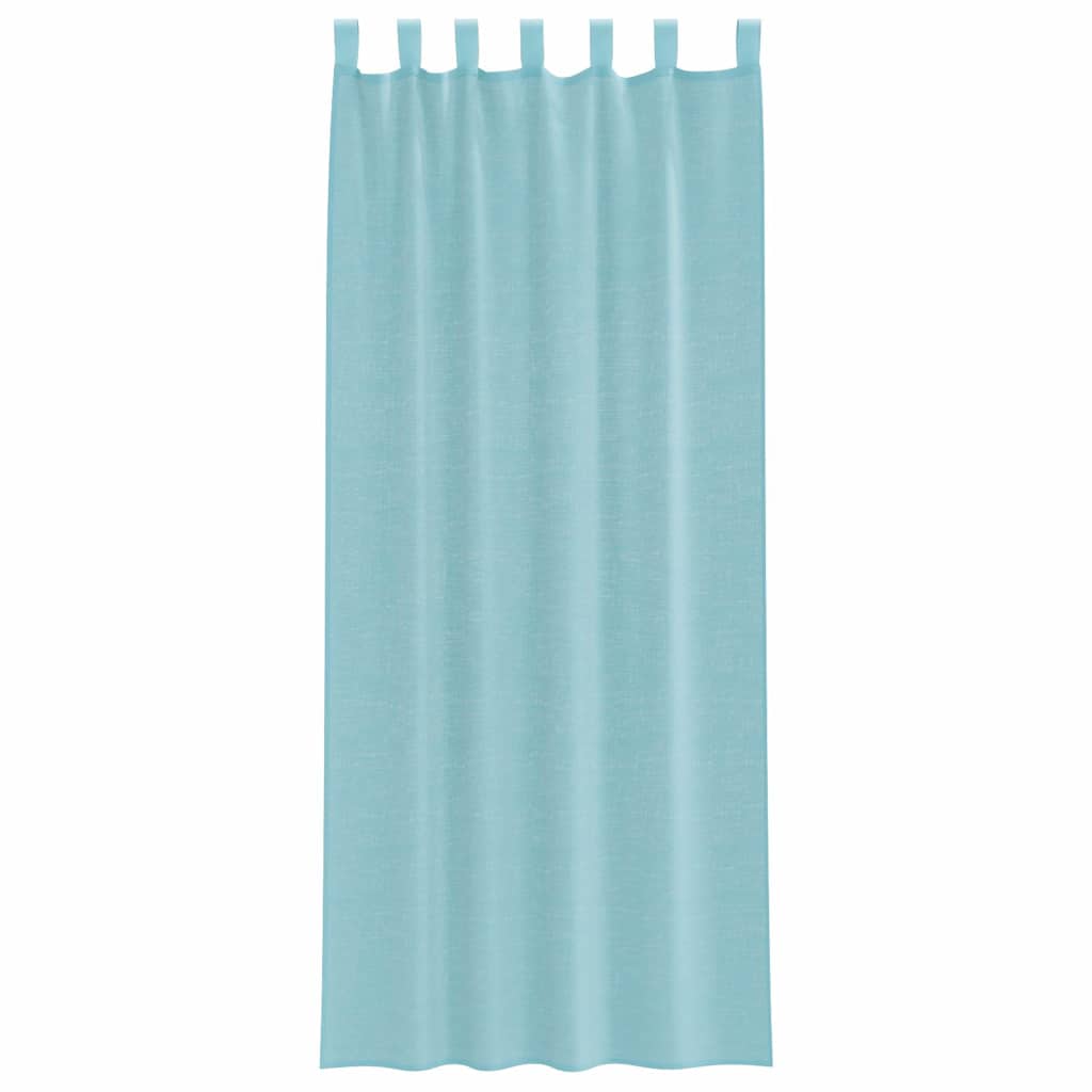 voile-gardiner med stanglommer 2 stk turkis