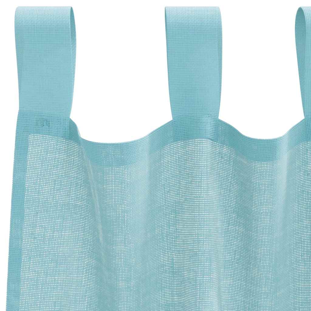 voile-gardiner med stanglommer 2 stk turkis