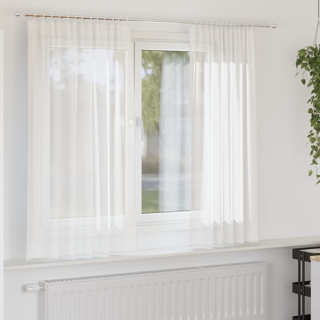 voile-gardiner med stanglommer 2 stk hvid