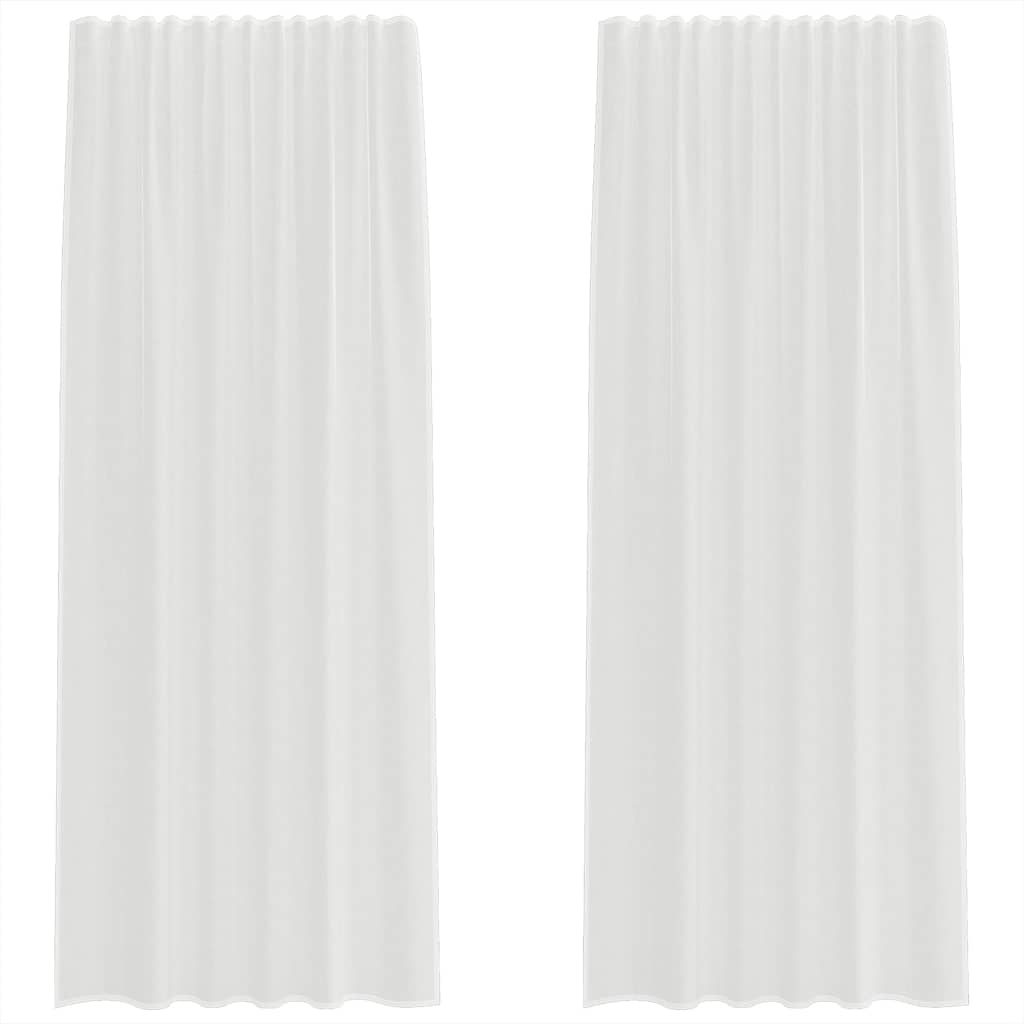 voile-gardiner med stanglommer 2 stk hvid