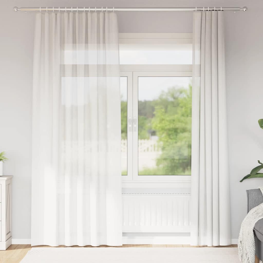voile-gardiner med stanglommer 2 stk hvid