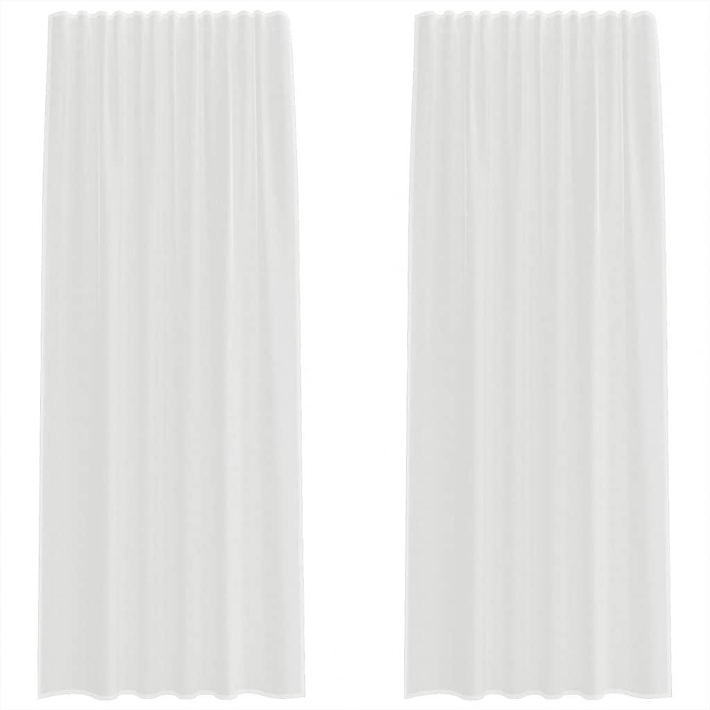 voile-gardiner med stanglommer 2 stk hvid