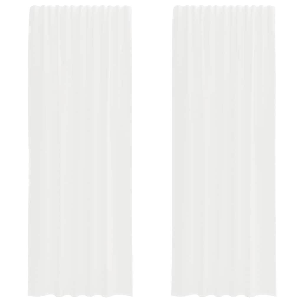 voile-gardiner med stanglommer 2 stk hvid
