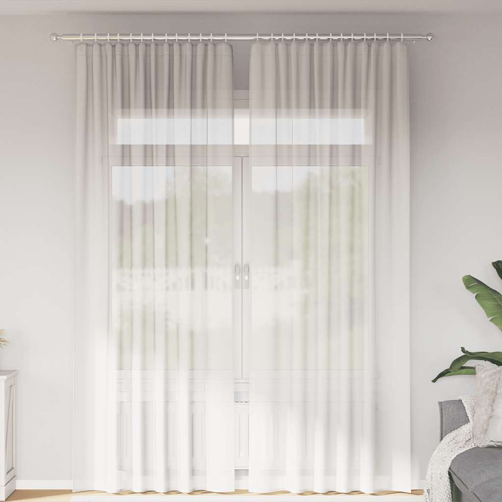 voile-gardiner med stanglommer 2 stk hvid