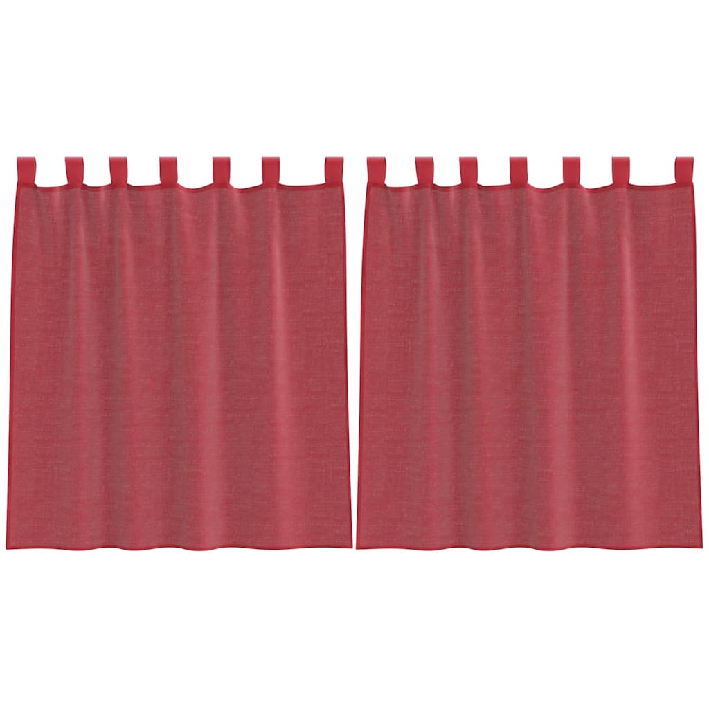 voile-gardiner med stanglommer 2 stk vinrød