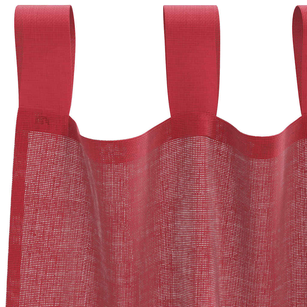 voile-gardiner med stanglommer 2 stk vinrød