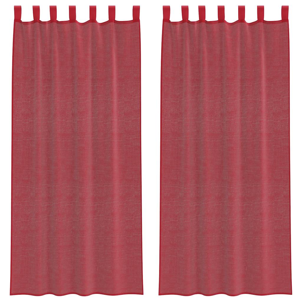 voile-gardiner med stanglommer 2 stk vinrød