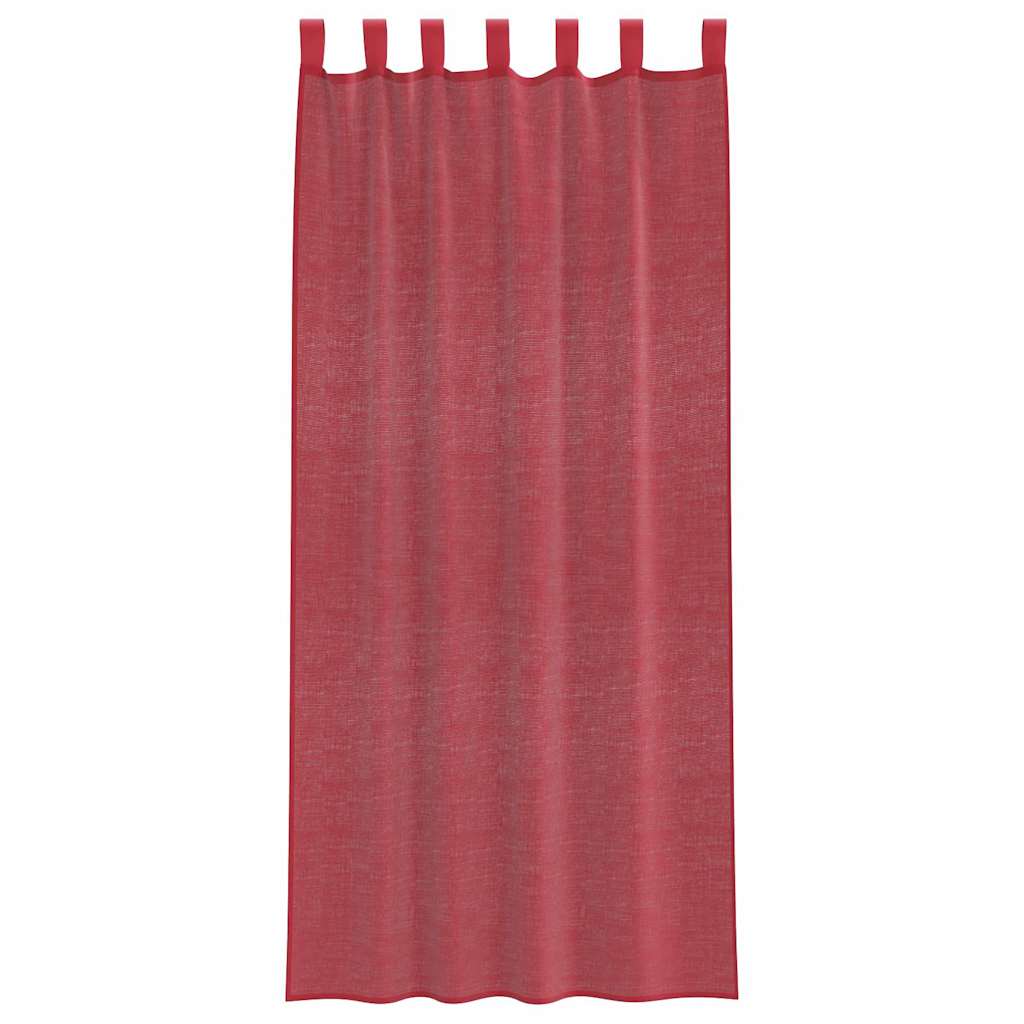 voile-gardiner med stanglommer 2 stk vinrød