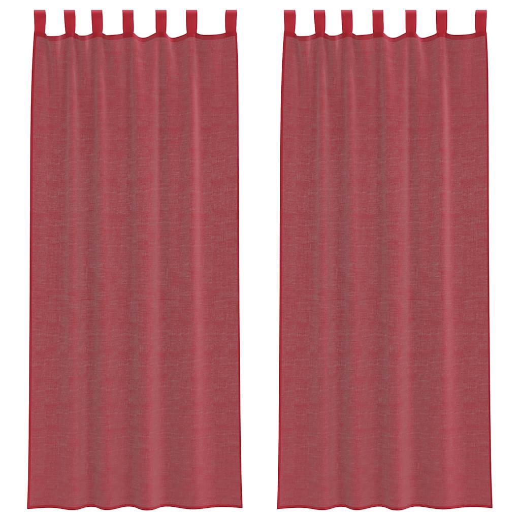 voile-gardiner med stanglommer 2 stk vinrød