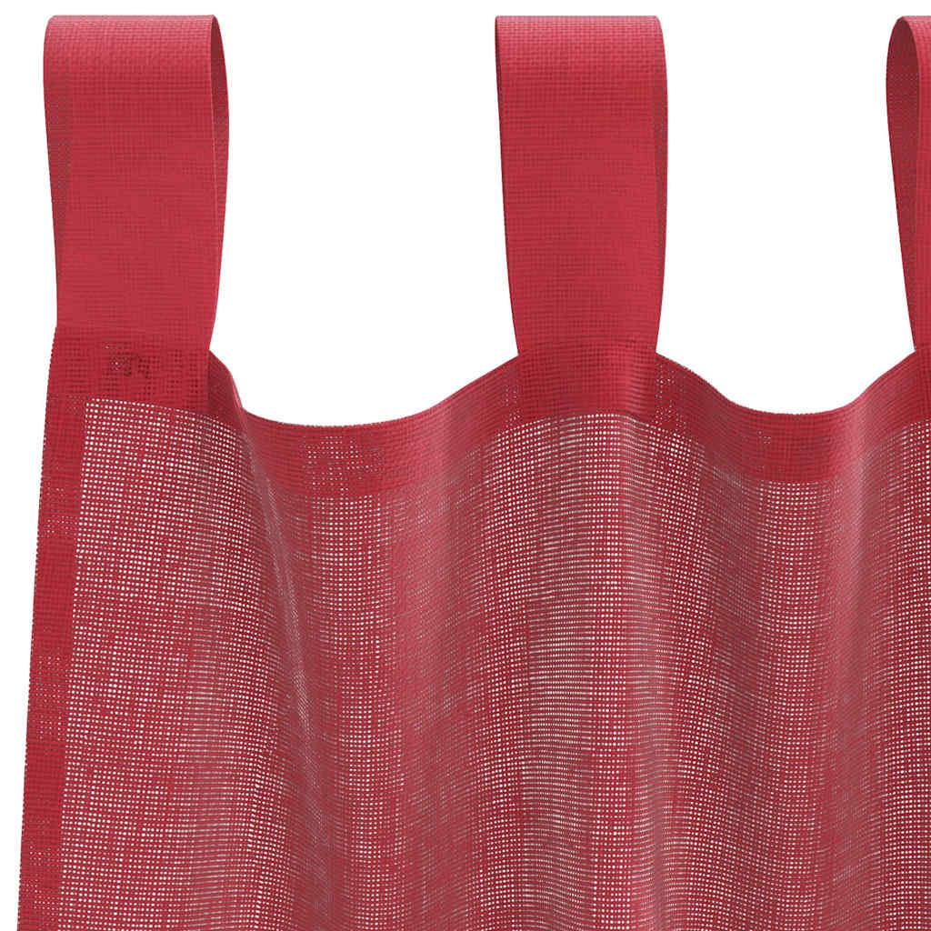 voile-gardiner med stanglommer 2 stk vinrød