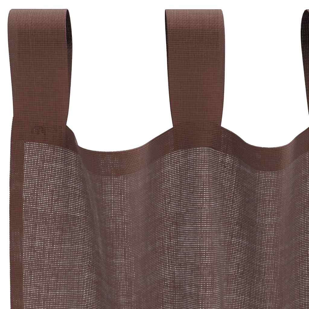 voile-gardiner med fane i toppen 2 stk. brun