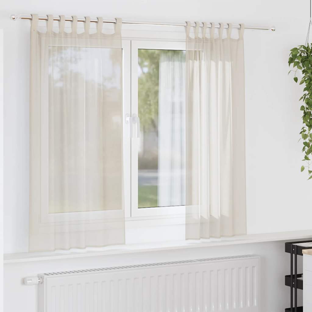voile-gardiner med fane i toppen 2 stk. cremefarvet