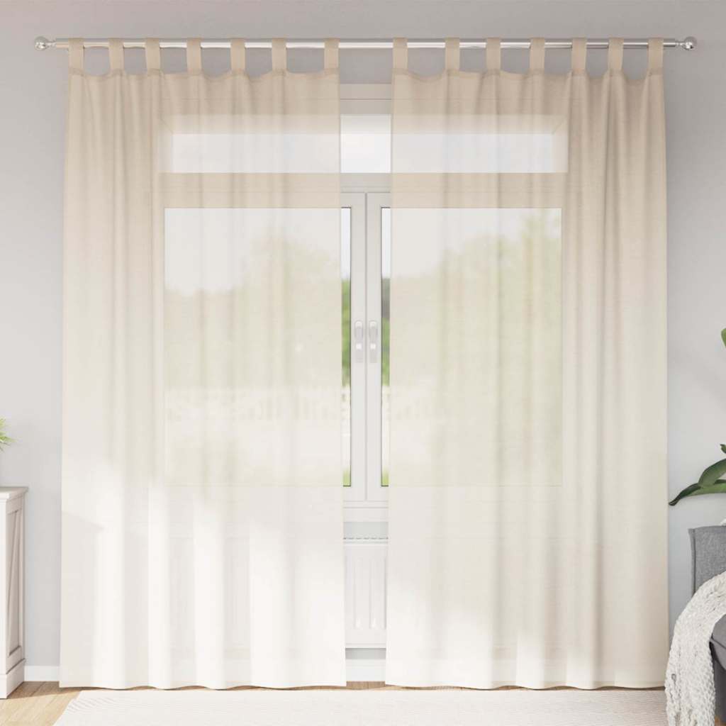 voile-gardiner med fane i toppen 2 stk. cremefarvet