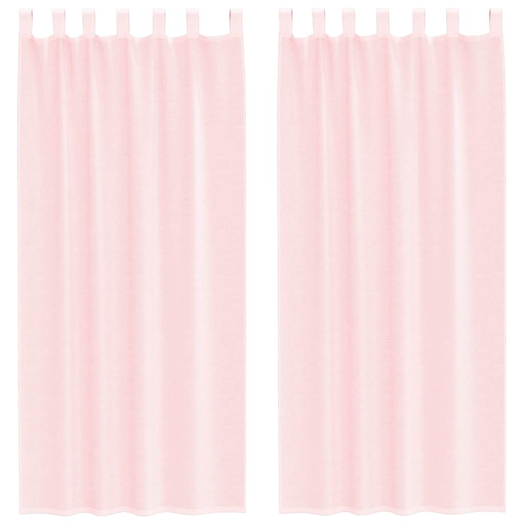 voile-gardiner med løkker 2 stk. 140x245 cm lyserød