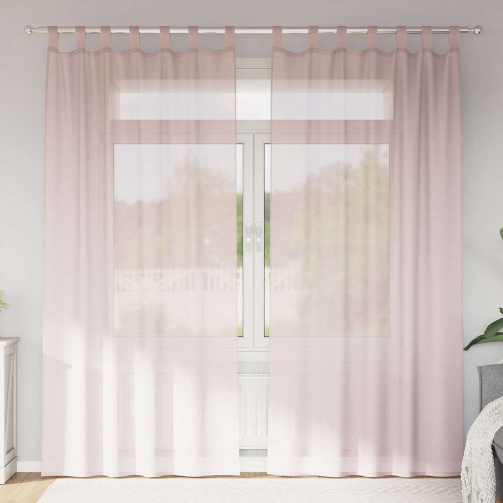 voile-gardiner med løkker 2 stk. 140x245 cm lyserød