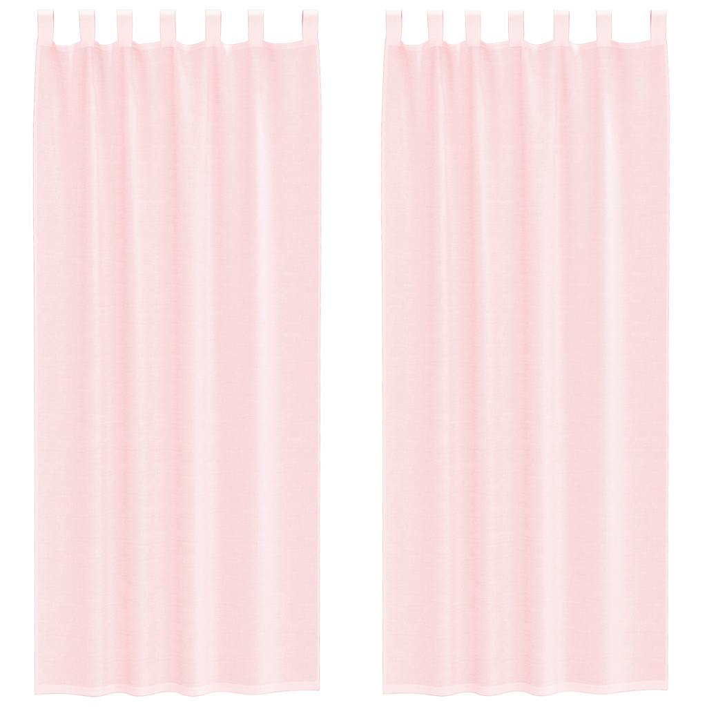 voile-gardiner med løkker 2 stk. 140x260 cm lyserød