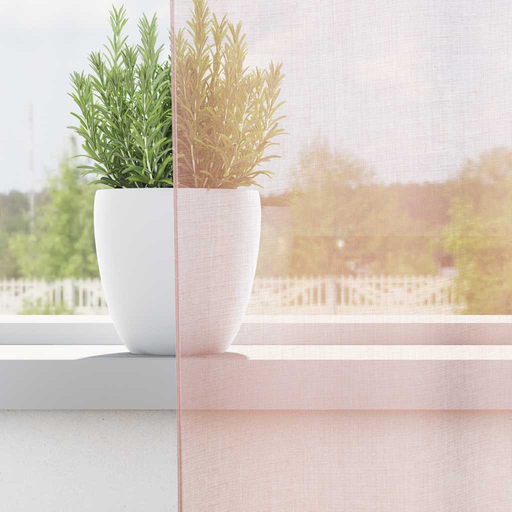 voile-gardiner med løkker 2 stk. 140x260 cm lyserød