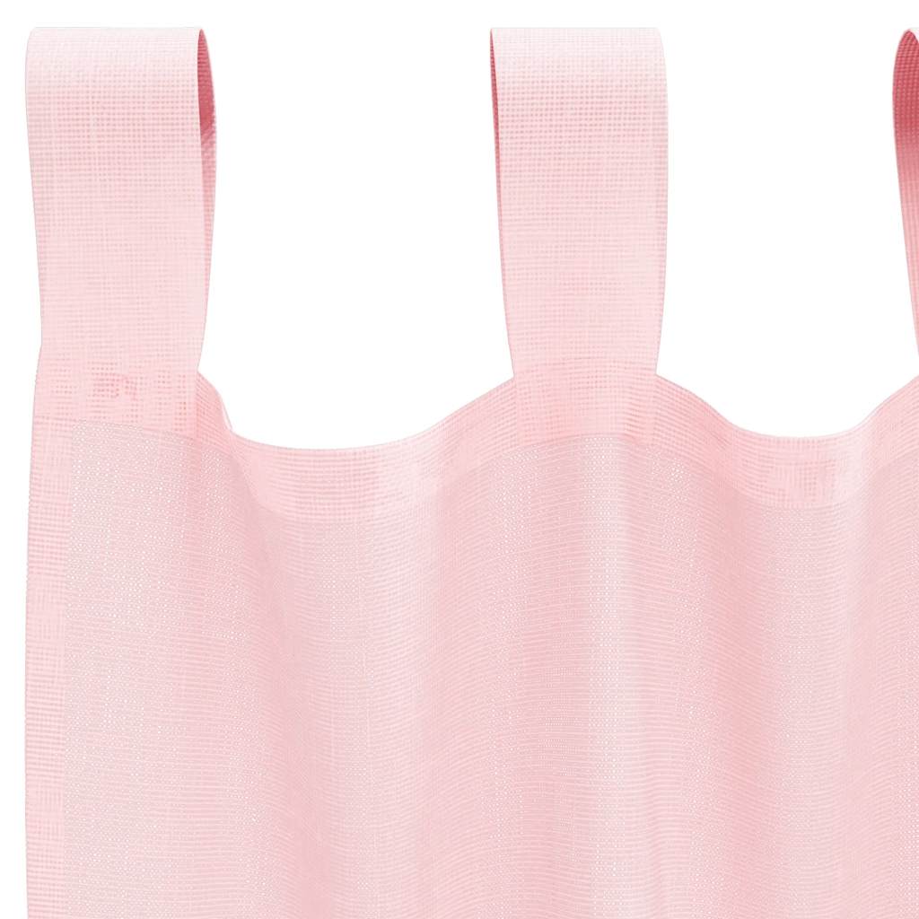 voile-gardiner med løkker 2 stk. 140x260 cm lyserød