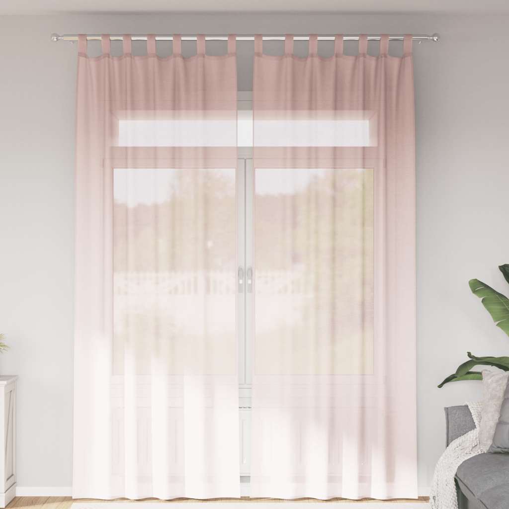 voile-gardiner med løkker 2 stk. 140x260 cm lyserød