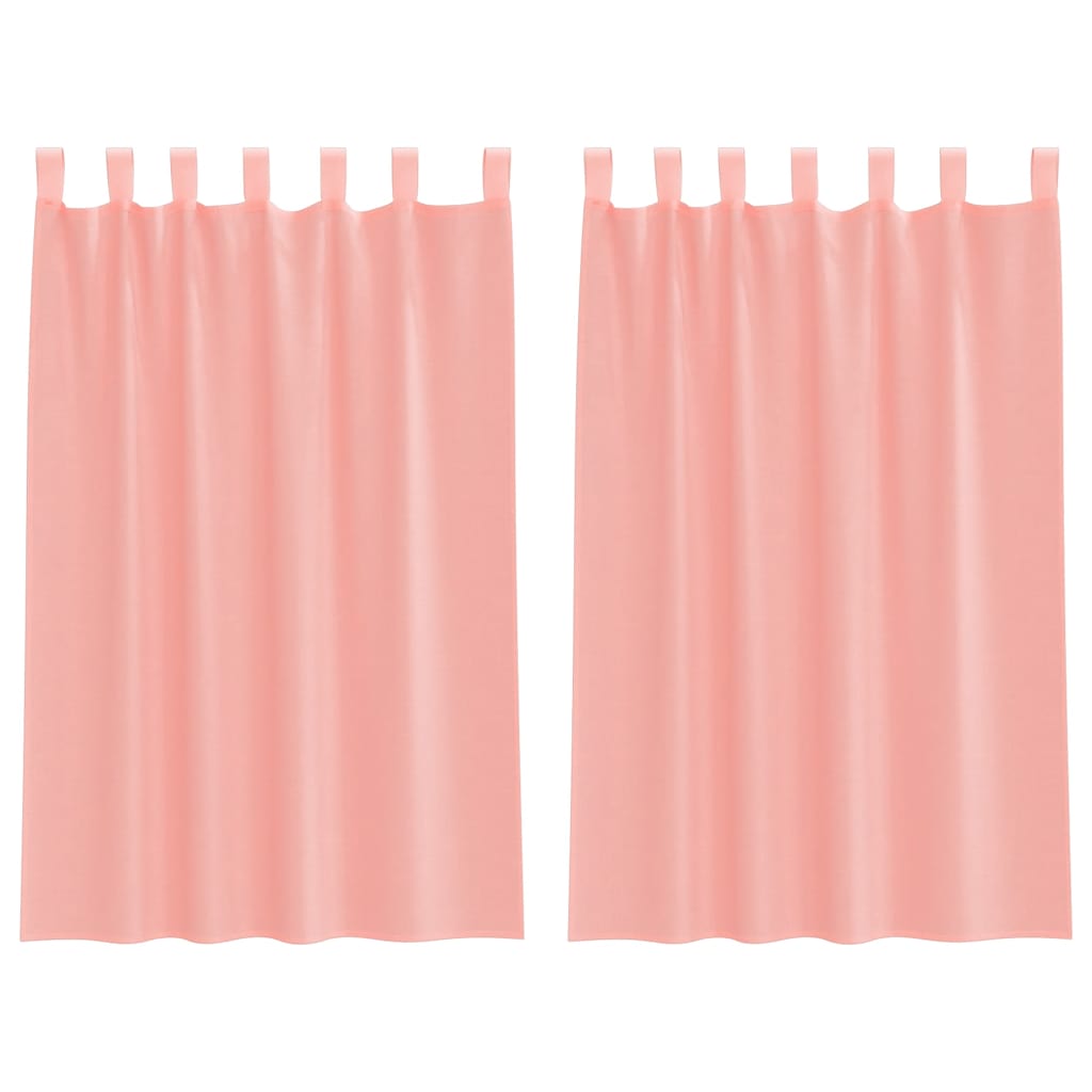 voile-gardiner med løkker 2 stk. 140x175 cm lyserød