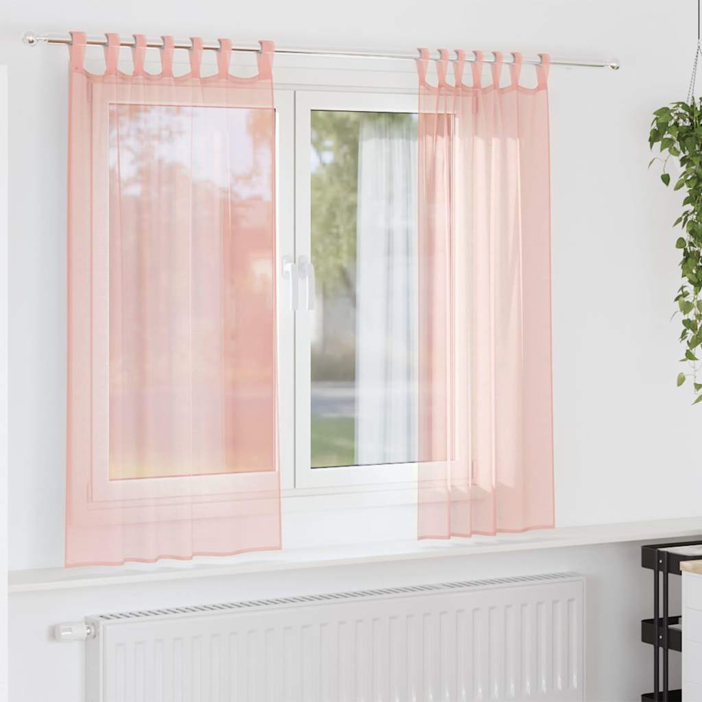voile-gardiner med løkker 2 stk. 140x175 cm lyserød