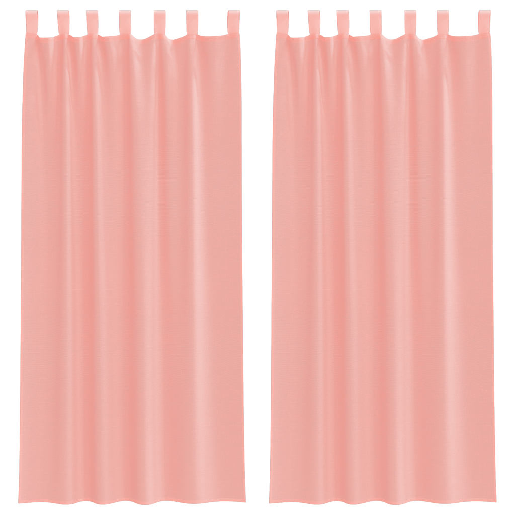 voile-gardiner med løkker 2 stk. 140x225 cm lyserød