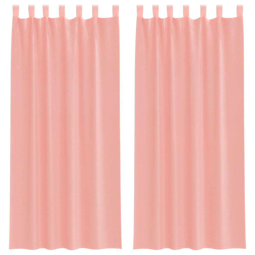 voile-gardiner med løkker 2 stk. 140x245 cm lyserød