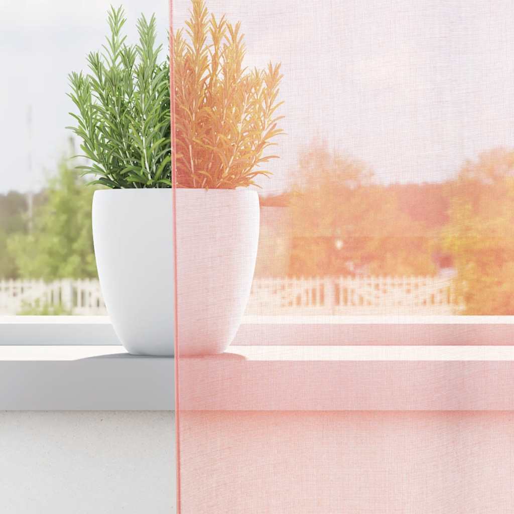 voile-gardiner med løkker 2 stk. 140x245 cm lyserød