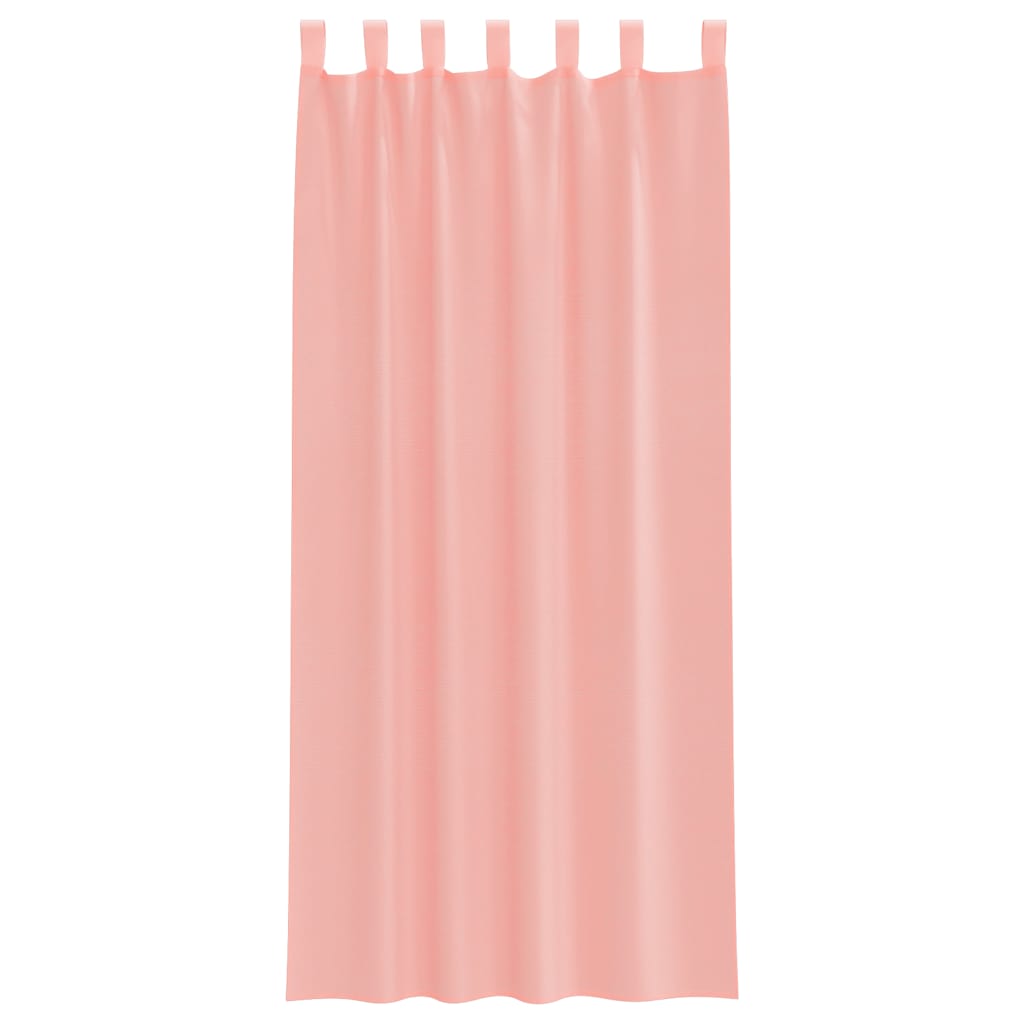voile-gardiner med løkker 2 stk. 140x245 cm lyserød