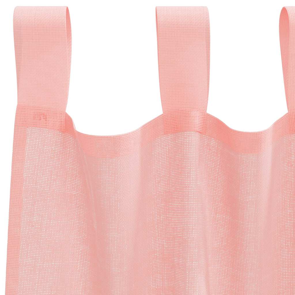 voile-gardiner med løkker 2 stk. 140x245 cm lyserød