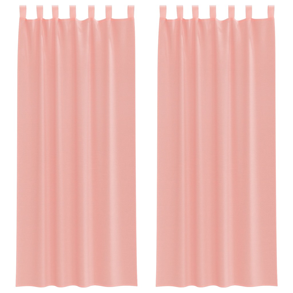 voile-gardiner med løkker 2 stk. 140x260 cm lyserød