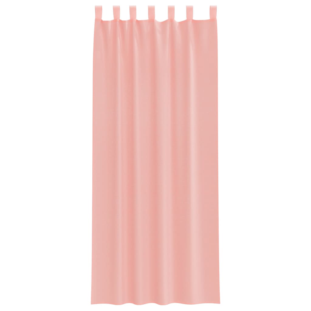 voile-gardiner med løkker 2 stk. 140x260 cm lyserød