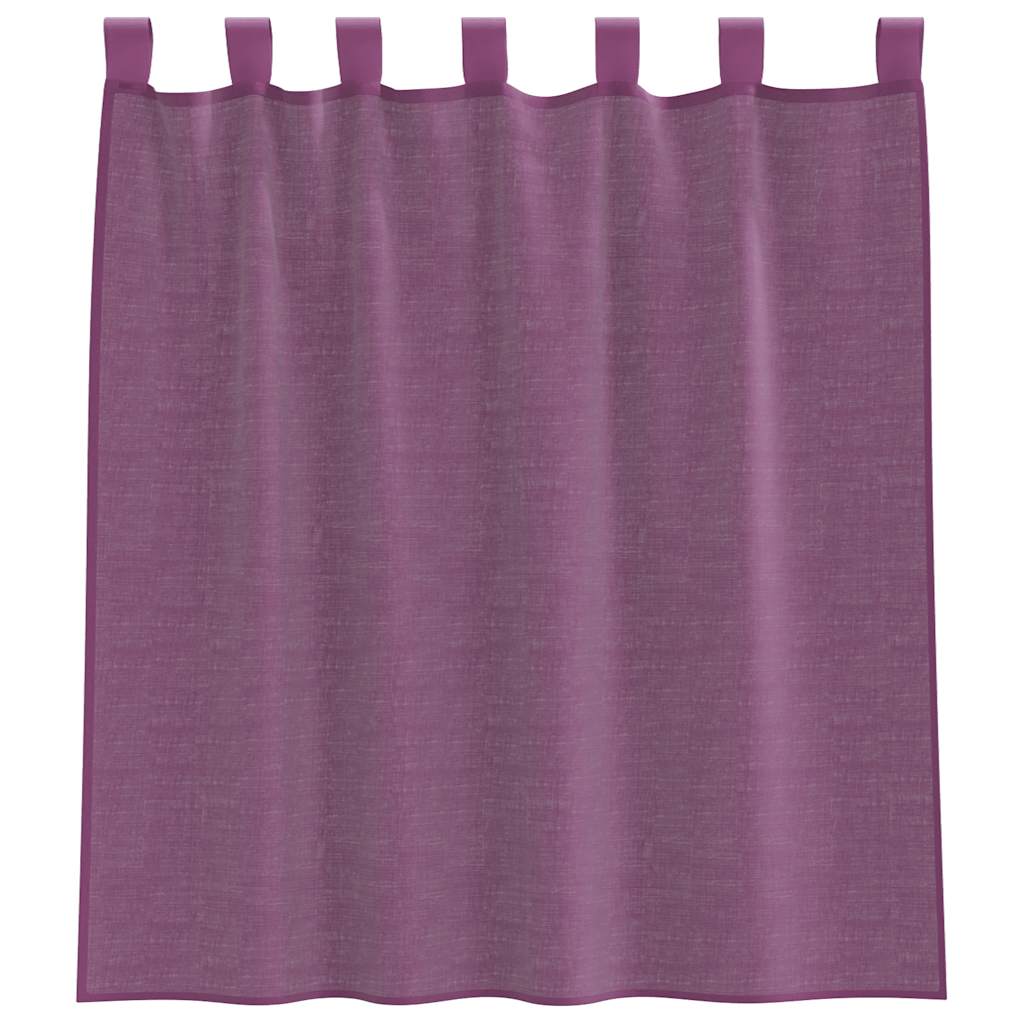 voile-gardiner med løkker 2 stk. 140x140 cm lilla