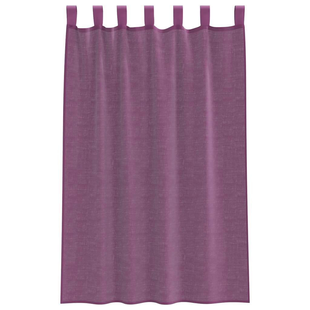 voile-gardiner med løkker 2 stk. 140x175 cm lilla