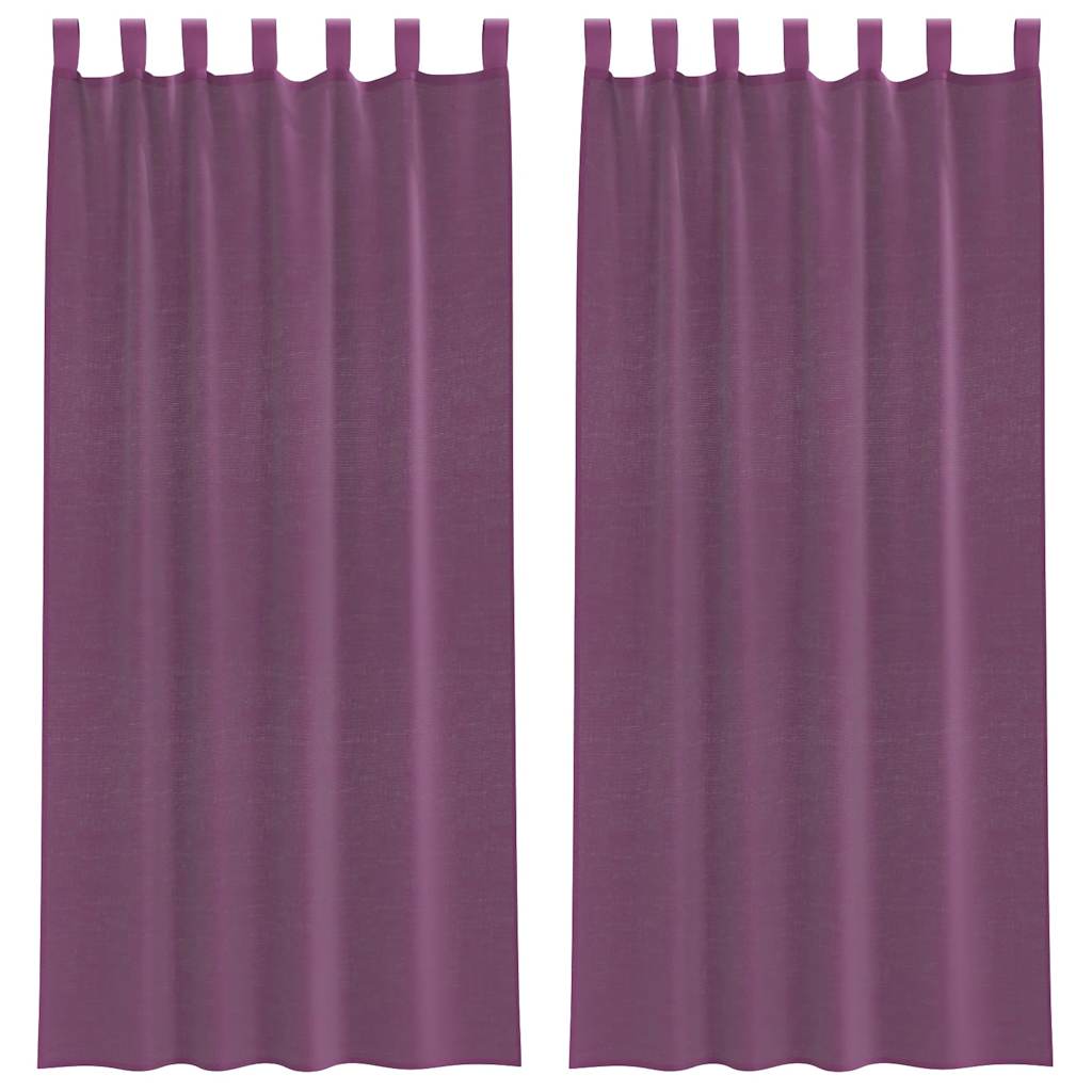 voile-gardiner med løkker 2 stk. 140x225 cm lilla