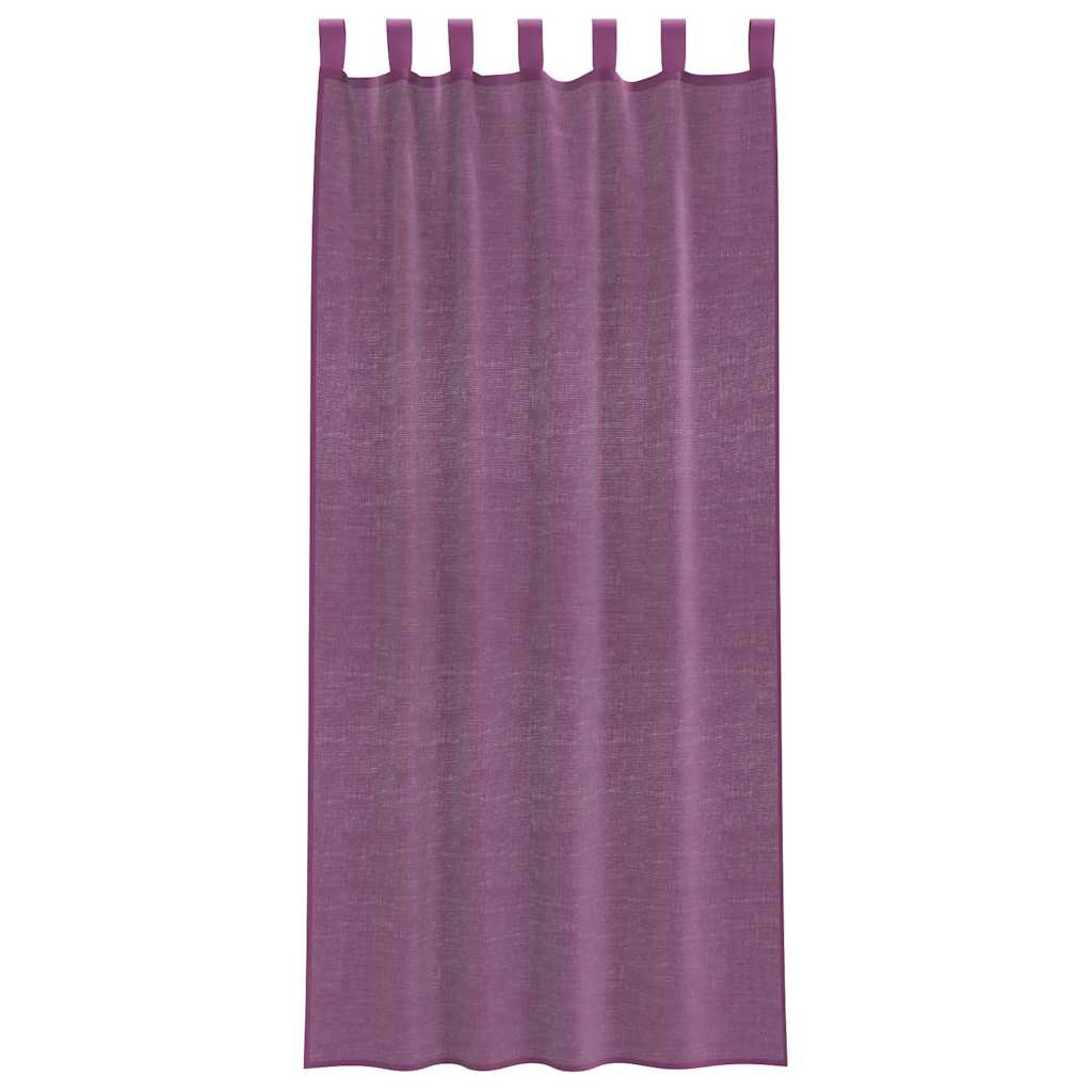 voile-gardiner med løkker 2 stk. 140x225 cm lilla