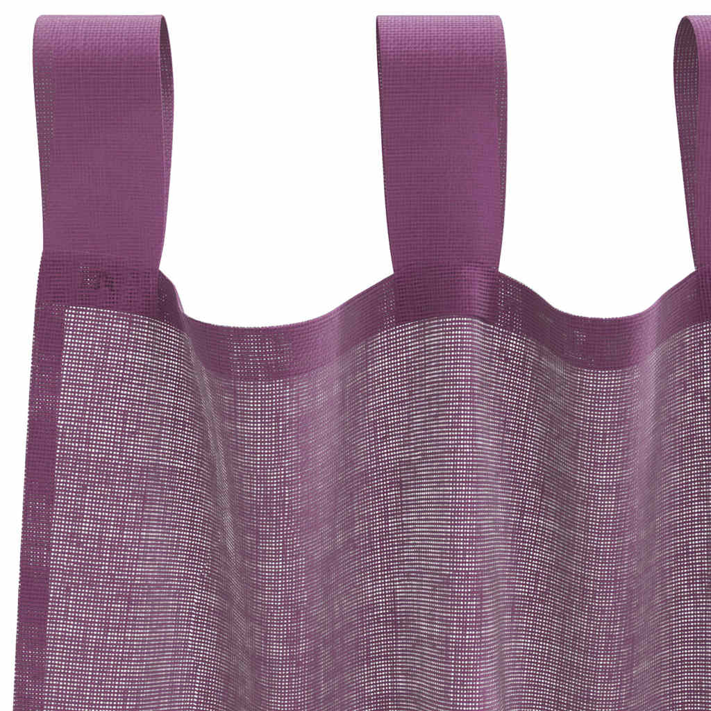 voile-gardiner med løkker 2 stk. 140x225 cm lilla