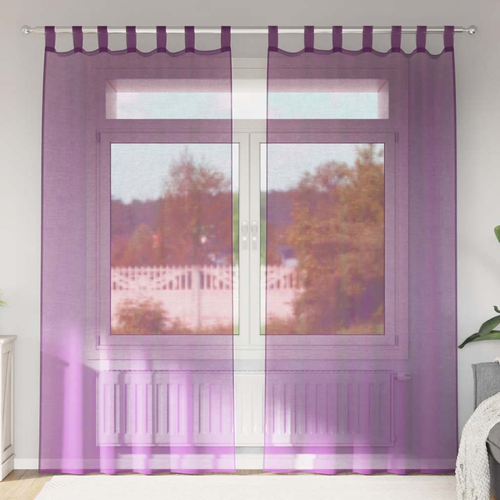 voile-gardiner med løkker 2 stk. 140x225 cm lilla