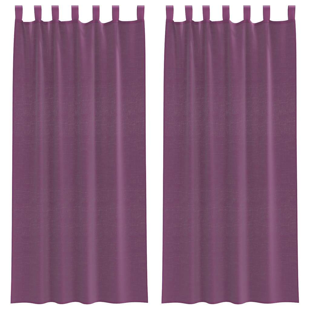 voile-gardiner med løkker 2 stk. 140x245 cm lilla
