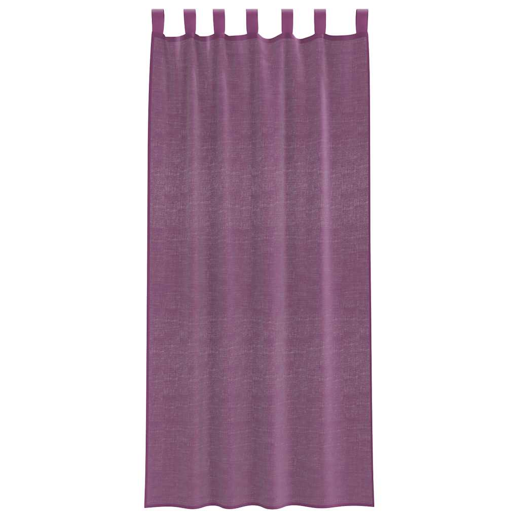 voile-gardiner med løkker 2 stk. 140x245 cm lilla
