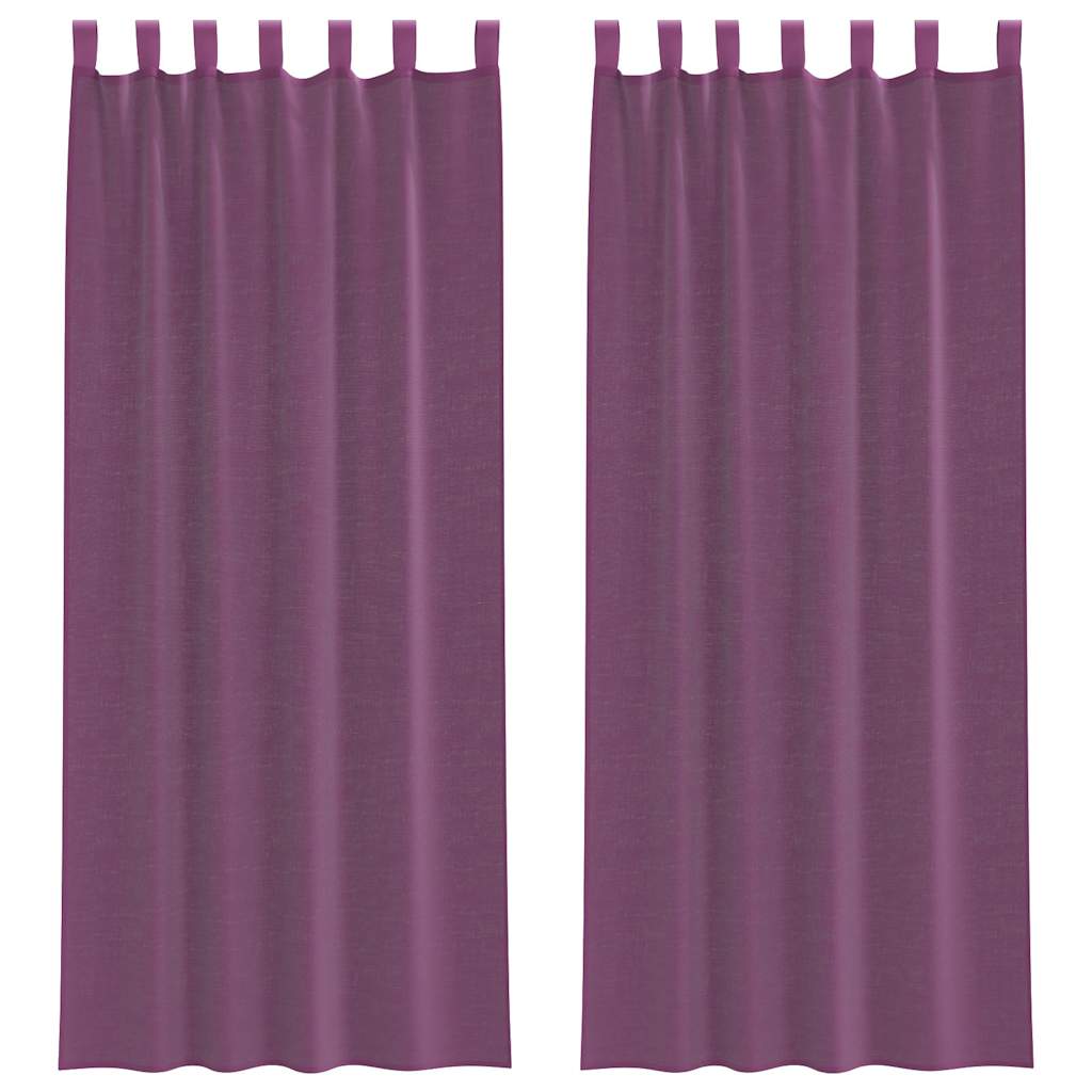 voile-gardiner med løkker 2 stk. 140x260 cm lilla