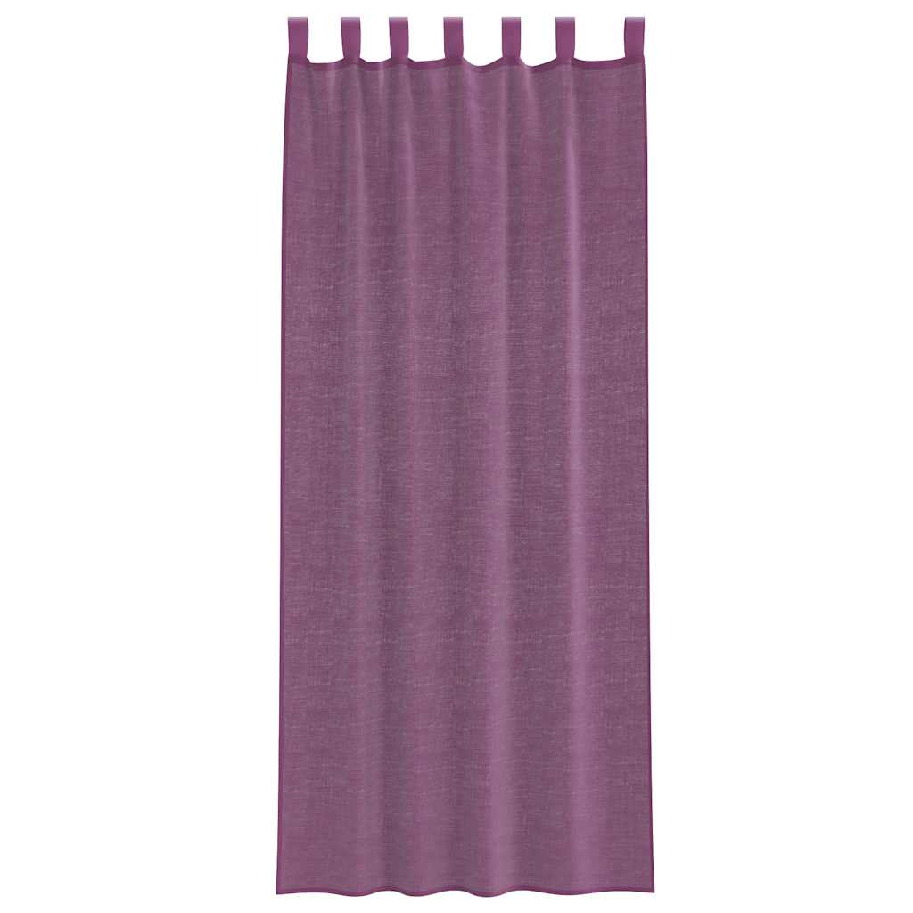 voile-gardiner med løkker 2 stk. 140x260 cm lilla