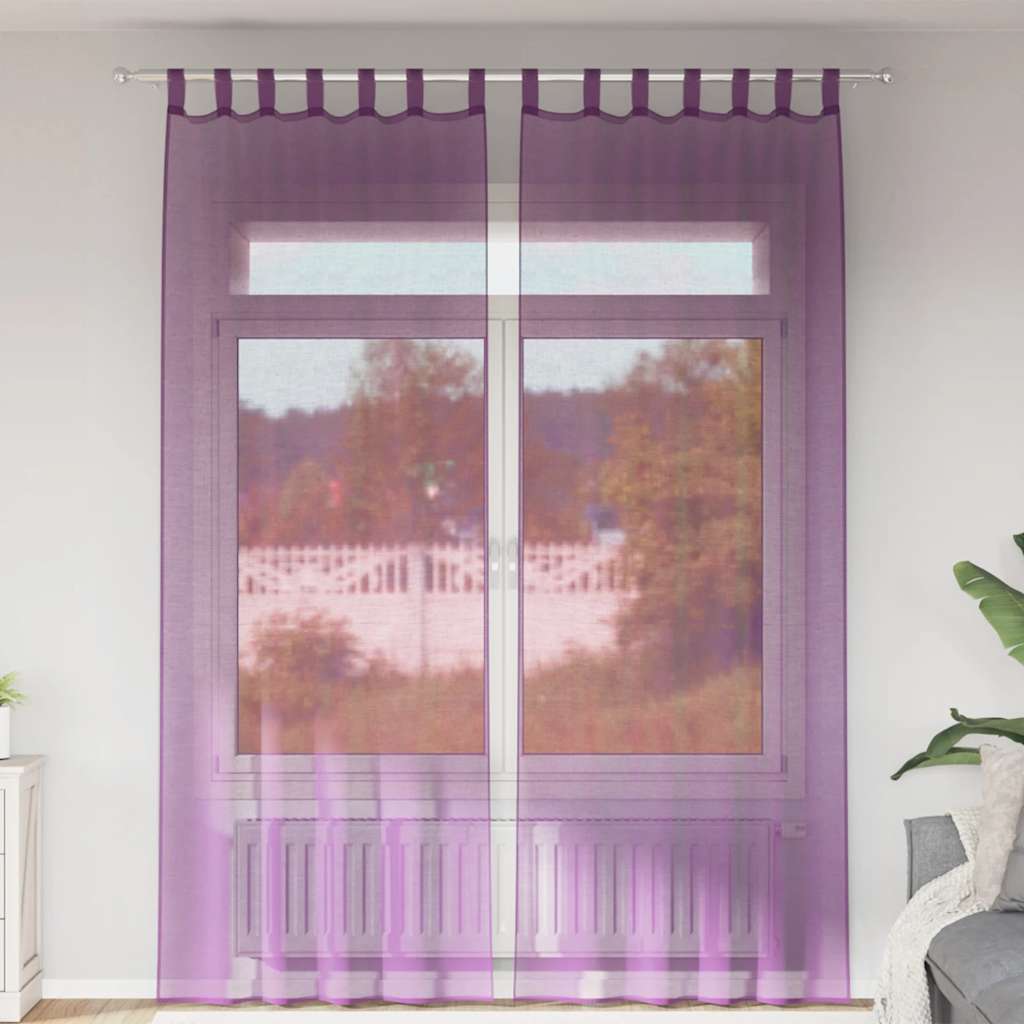voile-gardiner med løkker 2 stk. 140x260 cm lilla