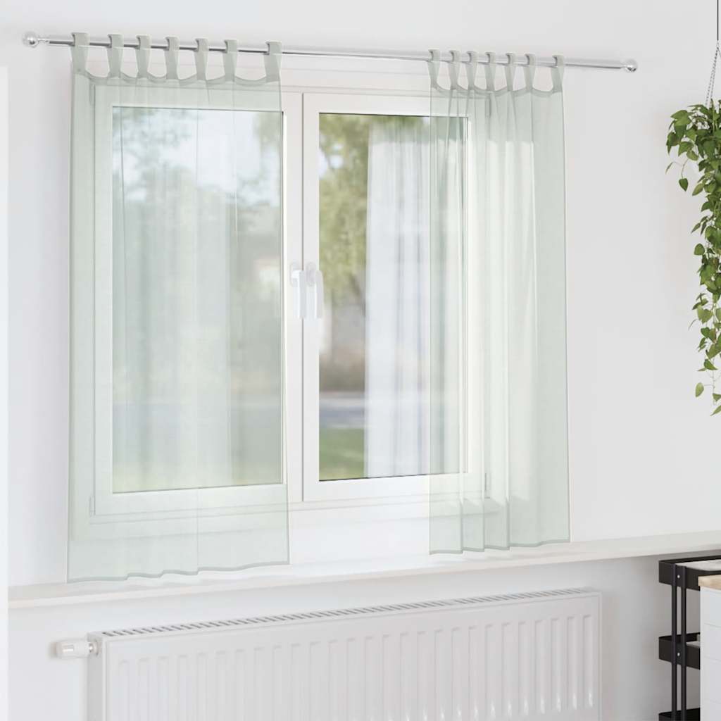 voile-gardiner med løkker 2 stk. 140x175 cm lysegrå