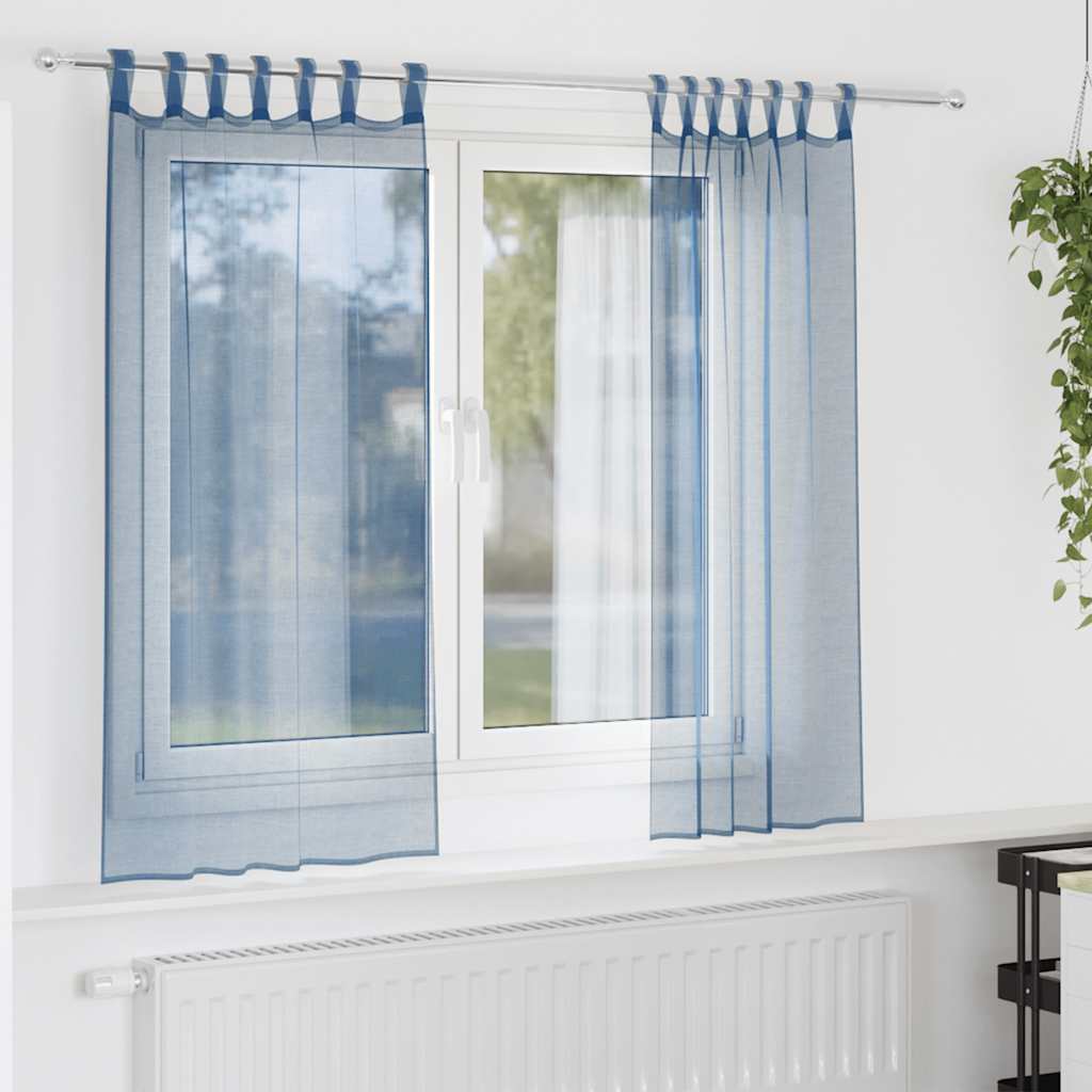 voile-gardiner med løkker 2 stk. 140x140 cm kongeblå
