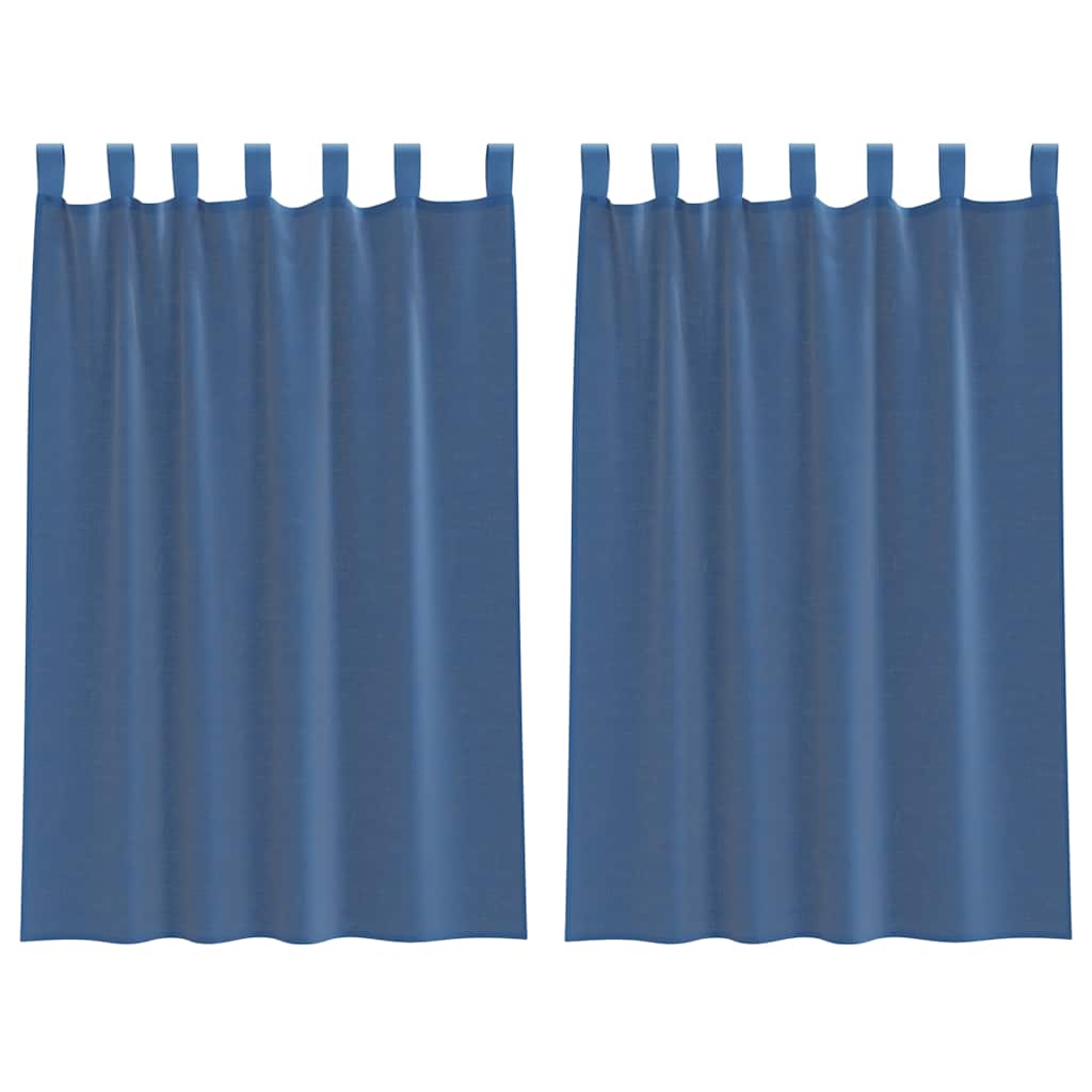 voile-gardiner med løkker 2 stk. 140x175 cm kongeblå