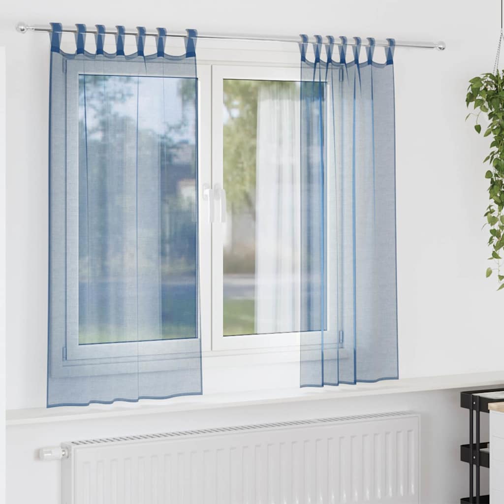 voile-gardiner med løkker 2 stk. 140x175 cm kongeblå