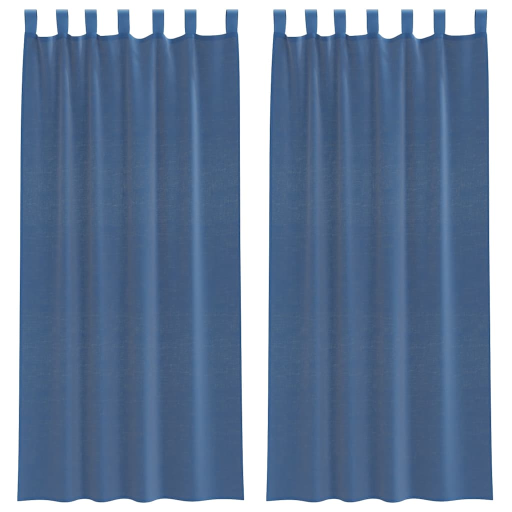 voile-gardiner med løkker 2 stk. 140x245 cm kongeblå